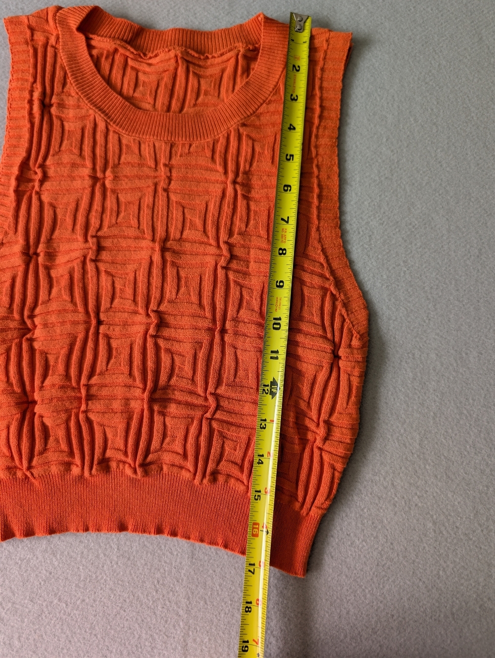 Orange Geometric Knit Sleeveless Sweater Crop Top Sz S Dopamine Kidcore Retro image 7